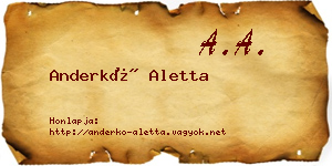 Anderkó Aletta névjegykártya